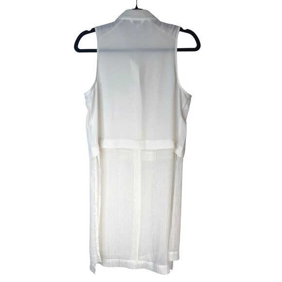 2/$30 Candies M White Sleeveless Button-Up Blouse With Sheer Detail - Picture 4 of 16